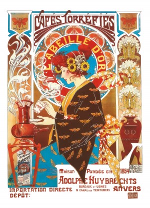 French Art Nouveau Vintage Illustration Coffee Poster